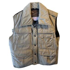 Adventure Gear Vintage Men’s M Tan Down Insulated Full Zip / Button Fishing Vest